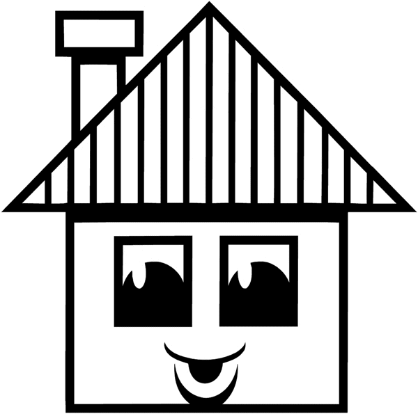 House with face vinyl sticker. Customize on line. Houses Homes Buildings 053-0216